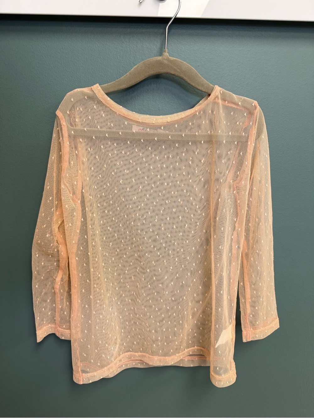 Paush Long Beach peach lace overlay